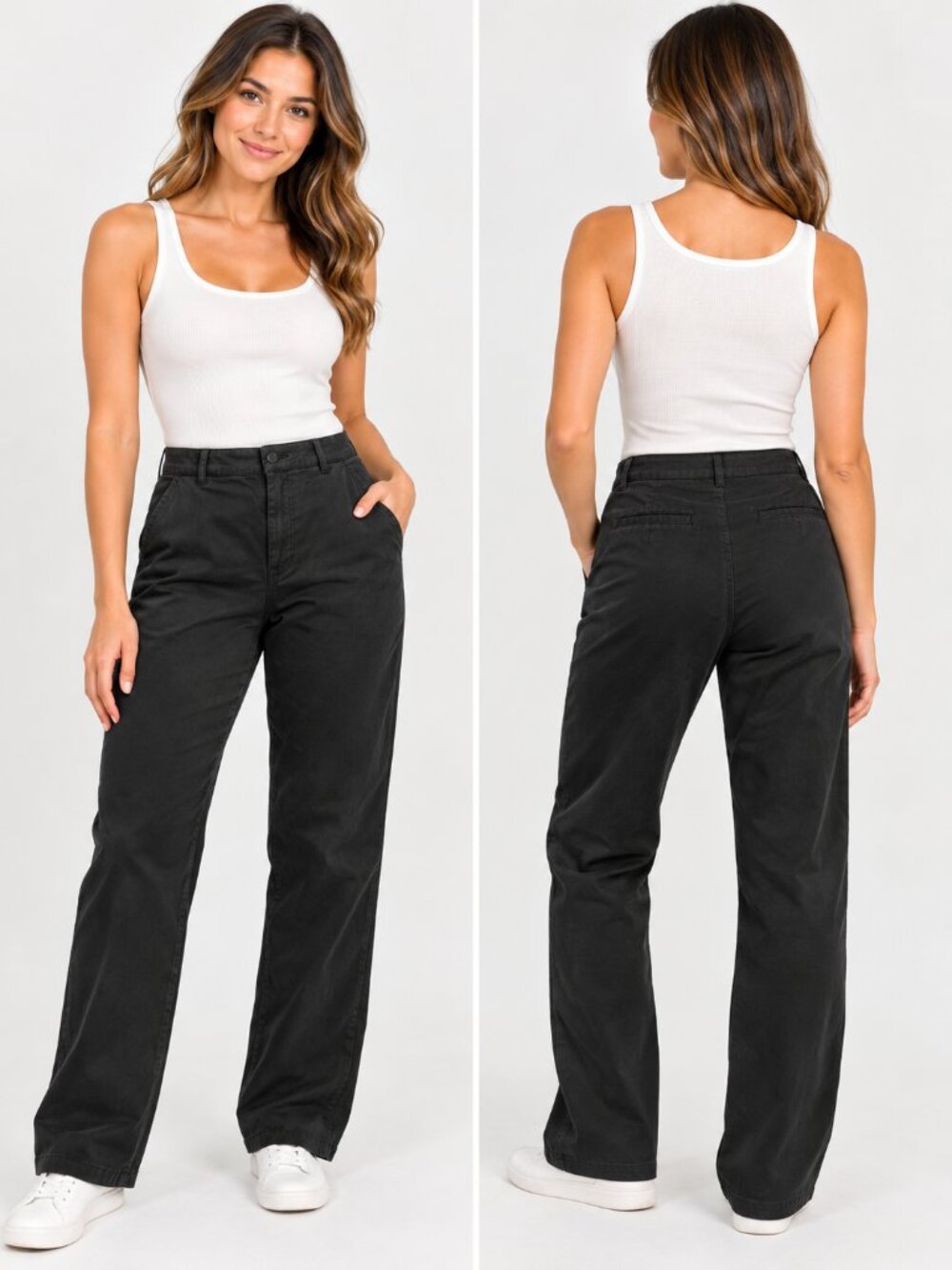 GAP Black Mid Rise Straight Leg Pants 12 Tall NWT Cotton Stretch